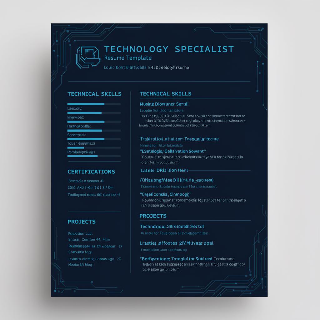 Technology Specialist CV - Free professional CV template for technology & it professionals.